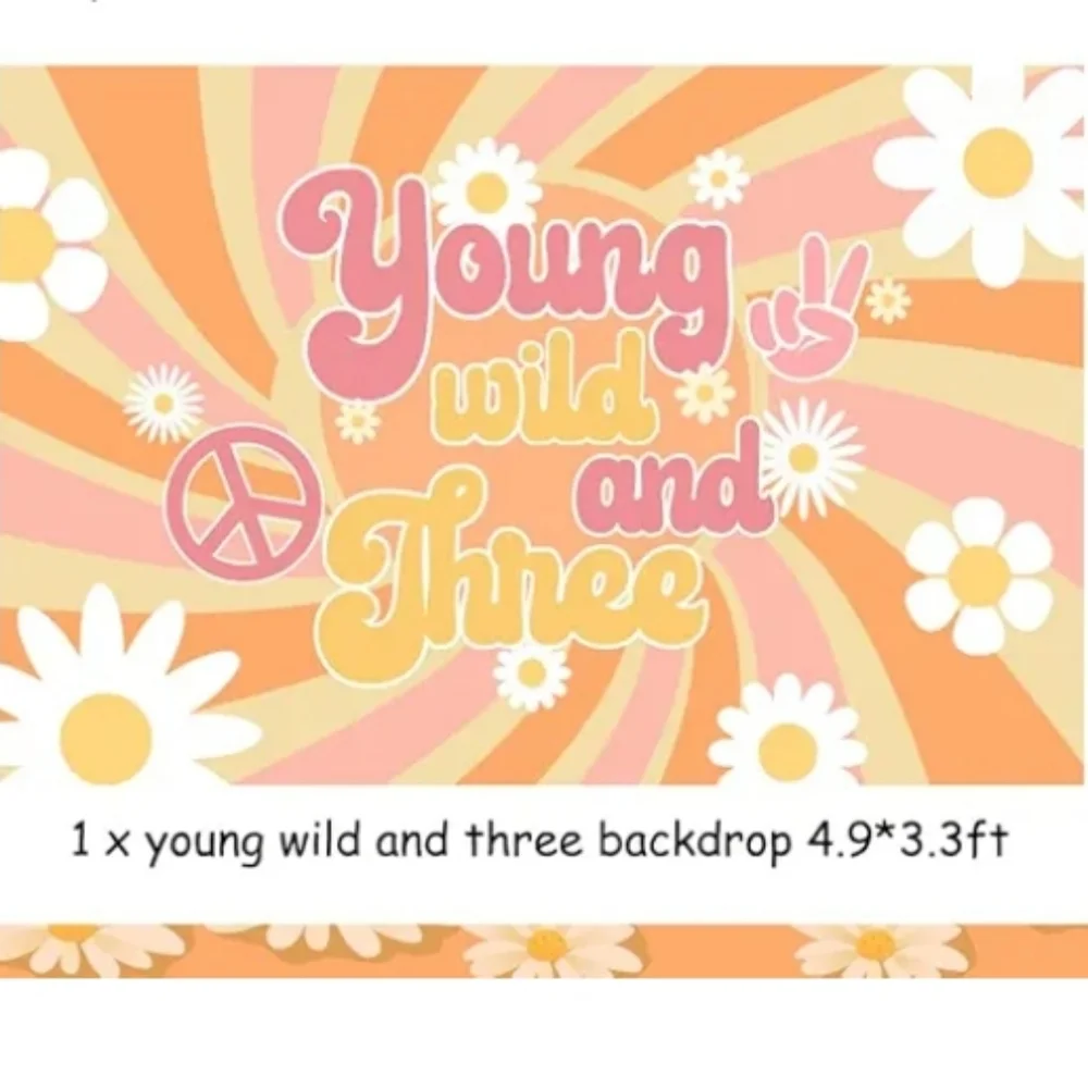 Young Wild & Three 3 Birthday Party Supplies Celebration Decor Cake Topper Signs
